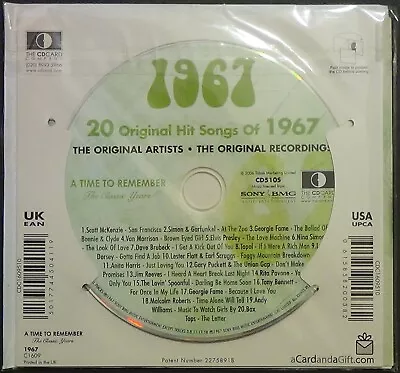 1967 A Time To Remember The Classic Years ~ 20 Original Hit Songs Of 1967 CD NEW • $17.95