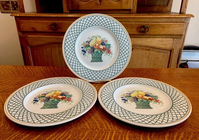 £32.37 • Buy Set Of 3 Villeroy & Boch *BASKET* 8 1/2  SALAD PLATES Germany EXCELLENT - Fruit