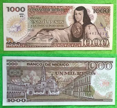 UNCIRCULATED UNC Mexico Banknote 1000 Pesos Paper Money - Mexican Bills Mil BDM • $4.98