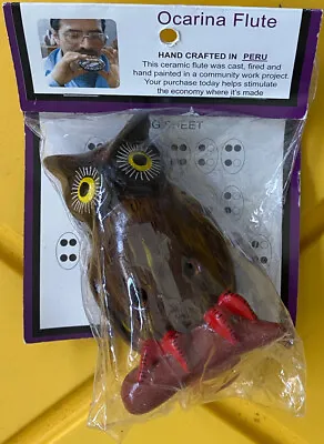 NEW In Package Owl Ocarina Flute 4 Hole Purple Rhino Imports Made In Peru NIP • $9.99