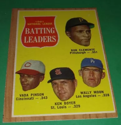 1962 Topps # 52 N.l. Batting Leaders Roberto Clemente Boyer Moon Pinson Card Ex • $18.95