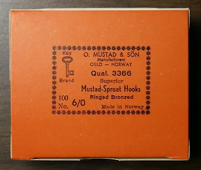 Vintage Mustad 3366 Size 6/0 Mustad-Sproat Hooks Made In Norway Mustad & Son USA • $14.99