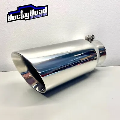 Diesel Exhaust Tip 4” Inlet 5” Outlet 12  Long Stainless Steel Bolt-On SpeedFX • $41.99