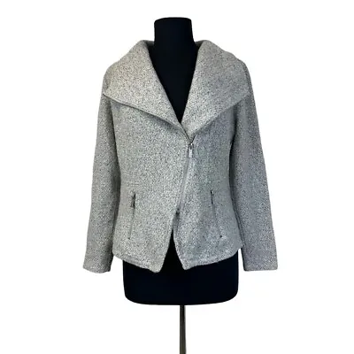 Halogen Moto Jacket Wool Blend Gray M Asymmetrical Zip Front • $30