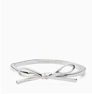 NWT Kate Spade Skinny Mini Bow Bangle O0RU2912 Silver (040) • $65.74