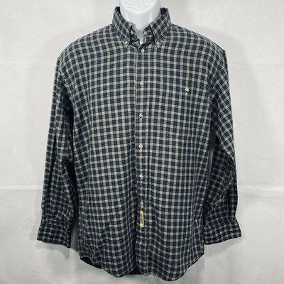 $18.74 • Buy Mens BD BAGGIES ENGLISH TWILL Blue Red PLAID CHECKERED BUTTON UP SHIRT Sz Medium