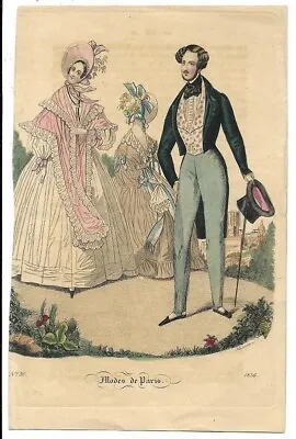 Journal Des Dames Et Des Modes  Regency Fashion Plate  Parisien  1836 Frankfurt • £10.99