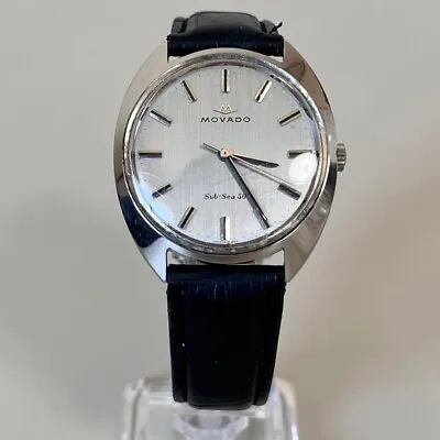 Movado Watch Sub-sea50 Manual Winding 1.34in Case Silver Upright Index Vintage . • $299.99
