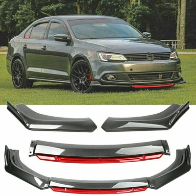 $62.95 • Buy For VW Jetta MK6 Carbon Fiber Red Front Bumper Lip Splitter Spoiler Body Kit