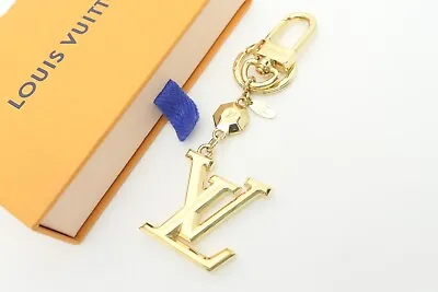 Louis Vuitton Authentic Metal Gold Porte Cles LV Facettes Key Chain Bag Charm • $257