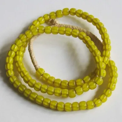 Strand Trade Beads Vintage Venetian Yellow Star Whitehearts • $21