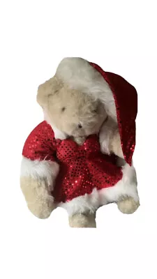 Vermont Teddy Bear Red White Jointed Mrs.Santa Claus Christmas Rhinestone Dress • $29.01