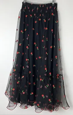 ❤️ Free People Maxi Skirt Size Medium Black Sheer Mesh Lined W28 • $37.88