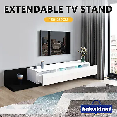$219.49 • Buy 150-280cm TV Stand Cabinet 3 Drawers Entertainment Unit Storage White Black