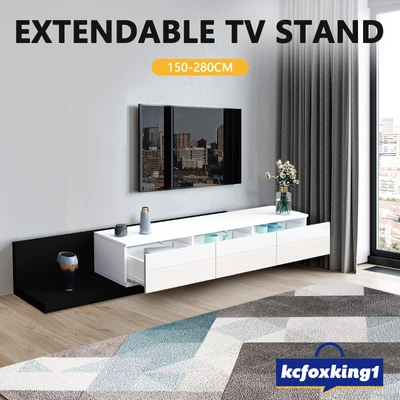 $219.49 • Buy 150-280cm TV Stand Cabinet 3 Drawers Entertainment Unit Storage White Black