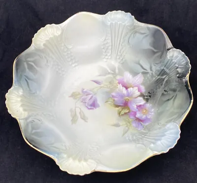 R.S. PRUSSIA BOWL WITH Flowers Scalloped MOLD 11”. • $19.99