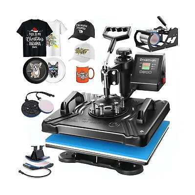 AKEYDIY 5 In 1 Heat Press Machine For T Shirts Professional Swing Away Heat P... • $243.67