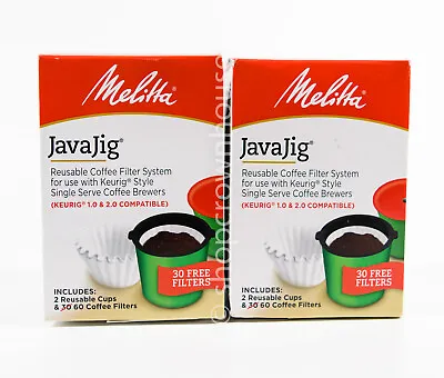 2 Melitta JavaJig Reusable Single Serve Coffee Filter System = 4cups +120filters • $11.99