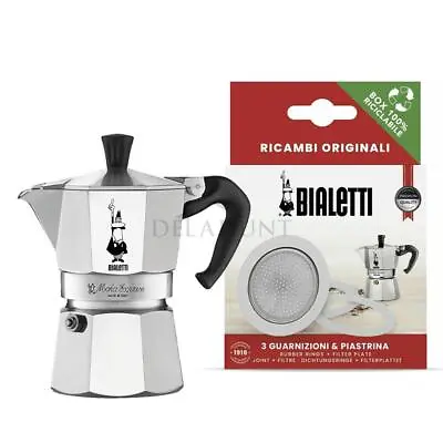 £23.19 • Buy Bialetti Moka Express 2 Cup Stovetop Espresso Coffee Maker & Filter Gasket Set
