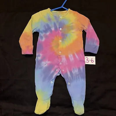 3 To 6 Months Pastel Rainbow Tie Dyed Babygrow Sleepsuit • £8