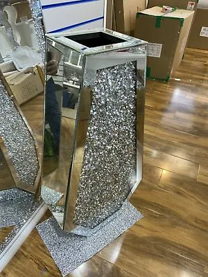 £69.99 • Buy 70cm XL Large Sparkle Diamond Crushed Crystal Sparkly Silver Mirrored Floor Vase