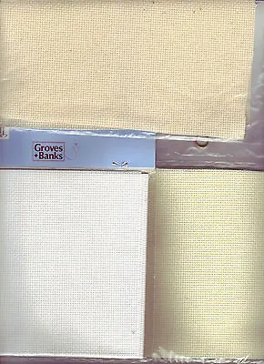 NEW!! 14 Count Aida Cross Stitch Fabric White Ivory Cream Choose Colour/Size • £3.50