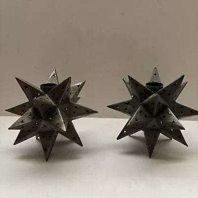 VTG Mexican  Metal Stars Lantern Punched Metal Christmas Candleholder Lights • $58