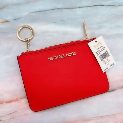 Michael Kors Jet Set Sm. Travel Top Zip Coin Pouch With ID-leather Dark Sangria • $40