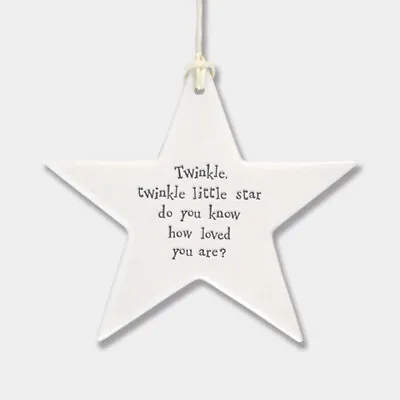 White Porcelain Hanging Plaque Twinkle Twinkle Little Star Baby East Of India • £5.49