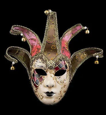 Mask From Venice Volto Jolly Red Black IN 5 Spikes Carnival Fancy Dress - 2197 • $102.11