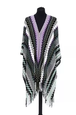 Missoni Chic Geometric Fantasy Fringed Poncho • $209