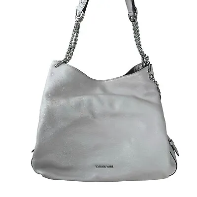 MICHAEL Michael Kors Lillie Pearl Gray Large Logo Shoulder Bag Handbag • $89.99