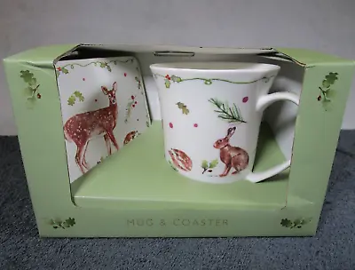 Lovely Vintage New In Box Leonardo Winter Forest Fox Rabbit Deer Mug & Coaster • £5.95