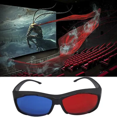 Red Blue 3D Glasses Black Frame For Dimensional Anaglyph TV Movie DVD Gam-u- • £3.61