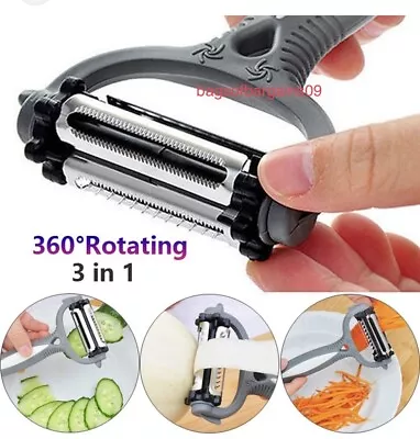 3 In 1 Rotary Potato Peeler Vegetable Carrot Fruit Slicer Cutter Grater • £2.89