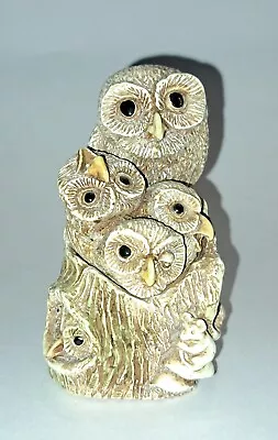 Suprise It's A Box SIAB England 7 Owls In A Tree Stump With A Mouse Vintage • $21.99