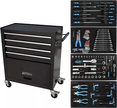 4 Drawers Tool Cart W/Tool SetsRolling Tool Box Mechanic Tool Storage W/Wheels • $219.99