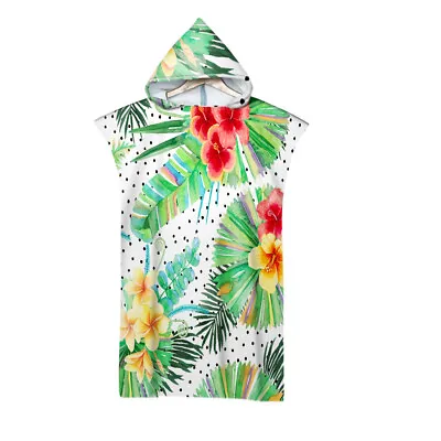 Adult Kid Hooded Poncho Towel Beach Swim Changing Robe Tropical Flower Toucan • £15.59