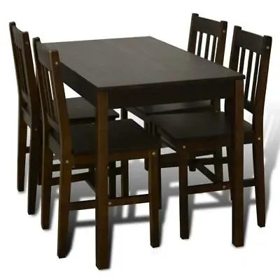 $335 • Buy 5 Piece Wooden Dining Dinner Breakfast Table And Seat Chairs Set - Brown