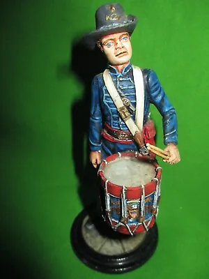 Vintage  Cast  Metal Painted  Military   US Union Drummer  Figure Signed • £28