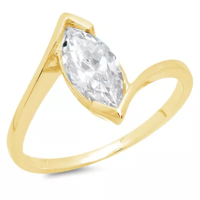 2 Ct Marquise Cut Diamond Women's Solitaire Engagement Ring 14K Yellow Gold Over • $129