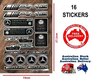 Mercedes AMG Racing Reflective Sticker Sheet (16 Stickers) - LTD QTY'S • $14.95