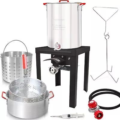 GasOne Turkey Fryer 30 QT Cooker Set And 10 QT Fish Fryer Craw Fish Boiler St... • $134.13