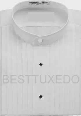 New Size S - 14-14.5 - 30-31. White Men's Banded Collar Tuxedo Shirt. • $10.95