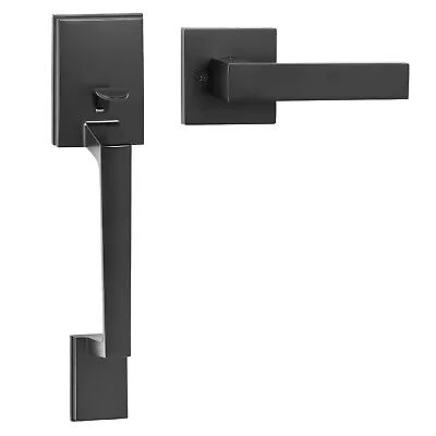 VEVOR Entry Door Handle Matte Black Square Handle Set With Door Lever No Lock • $34.99