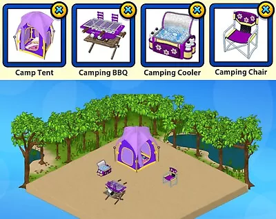 2015 Webkinz 4-pc MARSHMALLOW COLLECTION Lot: Camp Tent & BBQ & Cooler & Chair • $5