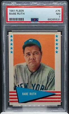 88265531 BABE RUTH 1961 Fleer 75 Hall Of Fame HOF Great Bambino PSA 7 • $3.25