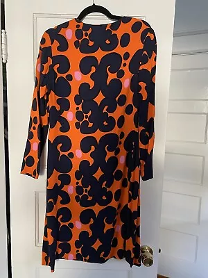 Marimekko Modern Orange And Navy Dress - Viscose - 42 • $24.99