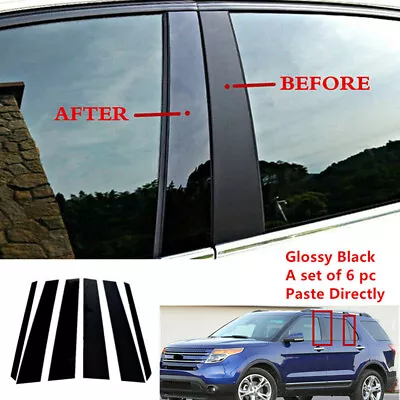 6X Glossy Black Door Window Pillar Posts Cover Trim Kit For Ford Explorer 11-19 • $22.21