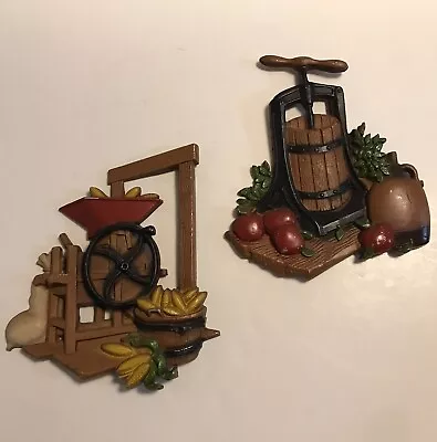 Cast Metal Farmhouse Deco Corn Grinder Apple Cider Press 2 Pc Vtg 1978 HOMCO 3D • $20